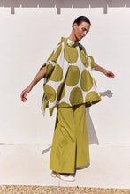 Load image into Gallery viewer, Structured Neck Print Tunic -Chartreuse/White Spot