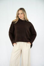 Load image into Gallery viewer, Wool Mix Turtle Neck Fria Jumper – Chocolate