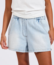 Load image into Gallery viewer, Funks High Waist Elasticated Flippy Denim Shorts - Blue Latte