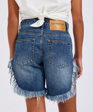 Load image into Gallery viewer, Frankies High Waist Long Length Denim Shorts - Blue Love