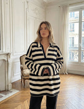 Load image into Gallery viewer, Stripe Polo Top - Black & White