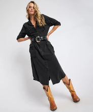 Load image into Gallery viewer, One Teaspoon Crushed Midi Shirt Dress - Black