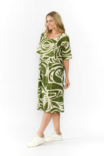 Load image into Gallery viewer, Yvonne Dress Round Neck - Tribal Mark Olive