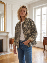 Load image into Gallery viewer, Leopard Print Denim Jacket – Vintage Wash