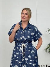 Load image into Gallery viewer, Relaxed Fit Denim Palm Print Dress
