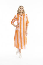 Load image into Gallery viewer, Sofia Shirt Dress - Orange/Pink Stripe