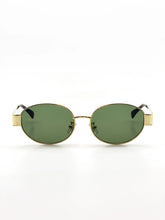 Load image into Gallery viewer, Round Metal Oval Sunglasses - Gold/Green