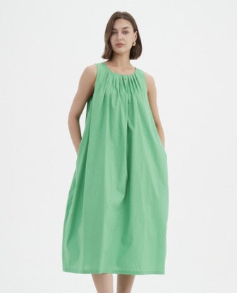 Pleat Neck Dress - Cactus Green  Sobelle Living Lambton