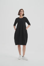 Load image into Gallery viewer, Diagonal Seam Winter Dress - Black