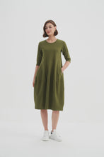 Load image into Gallery viewer, Diagonal Seam Winter Dress - Khaki
