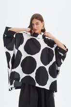 Load image into Gallery viewer, Structured Neck Print Tunic - Black/White Spot