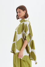 Load image into Gallery viewer, Structured Neck Print Tunic -Chartreuse/White Spot