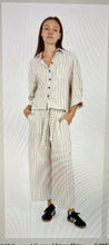 Load image into Gallery viewer, Campari Longline Linen Shirt - Natural/Black Stripe