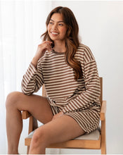Load image into Gallery viewer, Lola Striped Lounge Set - Choc/Oatmeal