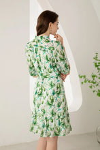 Load image into Gallery viewer, Risette Short Silk Dress - Green Print