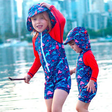 Load image into Gallery viewer, Dino Adventures All in one Snap Sunsuit