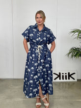 Load image into Gallery viewer, Relaxed Fit Denim Palm Print Dress