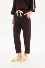 Load image into Gallery viewer, Barrel Leg Lounge Pant - Chocolate/Cream Stripe