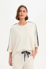 Load image into Gallery viewer, Oversized 3/4 Stripe Sleeve Tee - Crm/Navy Stripe