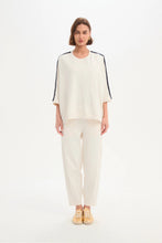 Load image into Gallery viewer, Oversized 3/4 Stripe Sleeve Tee - Crm/Navy Stripe