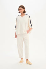 Load image into Gallery viewer, Oversized 3/4 Stripe Sleeve Tee - Crm/Navy Stripe