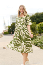 Load image into Gallery viewer, Yvonne Dress Round Neck - Tribal Mark Olive