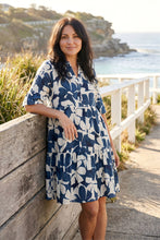 Load image into Gallery viewer, Maya V Neck Layer Dress - Cutout Flowers Navy