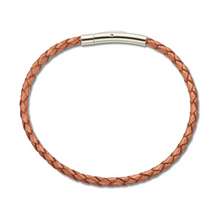 Load image into Gallery viewer, Fine leather plaited bracelet 19cm