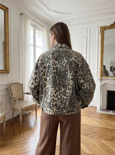 Load image into Gallery viewer, Leopard Print Denim Jacket – Vintage Wash
