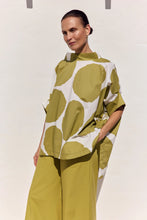 Load image into Gallery viewer, Structured Neck Print Tunic -Chartreuse/White Spot
