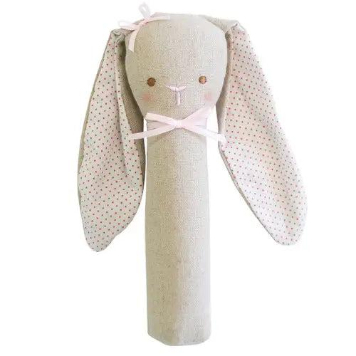 Bunny Rattle & Squeaker Pink Linen