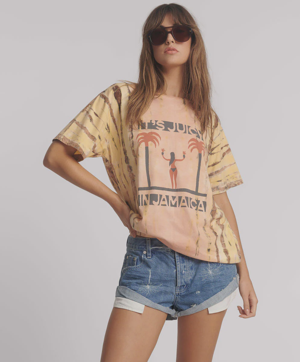 It's Juicy In Jamaica Boyfriend Tee - Peach