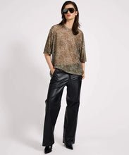 Load image into Gallery viewer, Mesh Striped Oversized Kobe Tee - Khaki Cheetah Print
