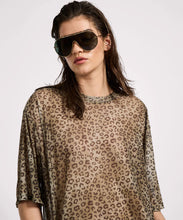 Load image into Gallery viewer, Mesh Striped Oversized Kobe Tee - Khaki Cheetah Print
