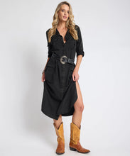 Load image into Gallery viewer, One Teaspoon Crushed Midi Shirt Dress - Black

