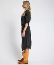 Load image into Gallery viewer, One Teaspoon Crushed Midi Shirt Dress - Black
