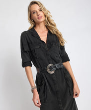 Load image into Gallery viewer, One Teaspoon Crushed Midi Shirt Dress - Black
