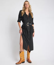 Load image into Gallery viewer, One Teaspoon Crushed Midi Shirt Dress - Black
