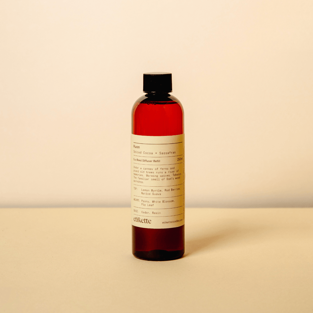Huon Spiced Cocoa + Sassafras - Eco Reed Diffuser Refill 250ml