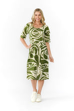 Load image into Gallery viewer, Yvonne Dress Round Neck - Tribal Mark Olive
