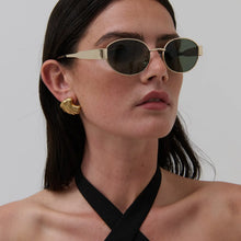 Load image into Gallery viewer, Round Metal Oval Sunglasses - Gold/Green
