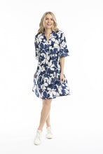 Load image into Gallery viewer, Maya V Neck Layer Dress - Cutout Flowers Navy
