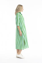 Load image into Gallery viewer, Sofia Shirt Dress - Green/Aqua Stripe
