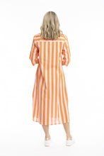 Load image into Gallery viewer, Sofia Shirt Dress - Orange/Pink Stripe
