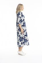 Load image into Gallery viewer, Sofia Shirt Dress - Cutout Flowers Navy
