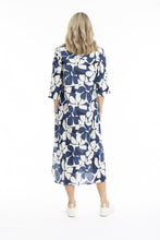 Load image into Gallery viewer, Sofia Shirt Dress - Cutout Flowers Navy
