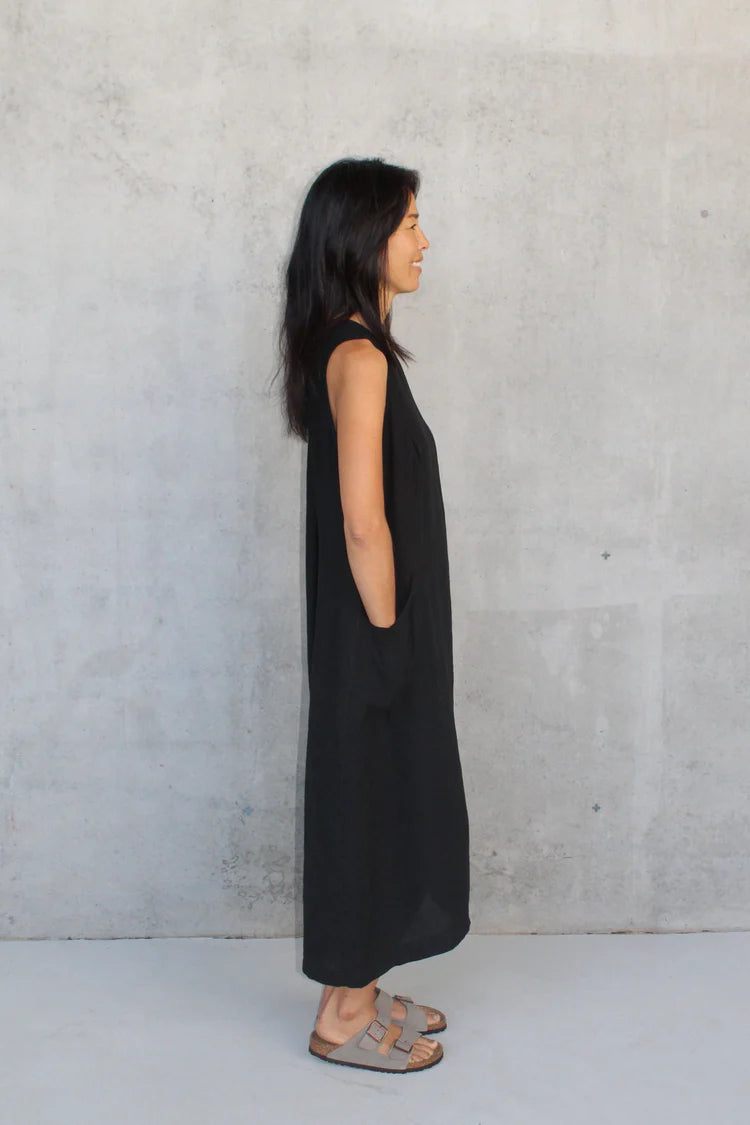 Remy Linen Dress - Black