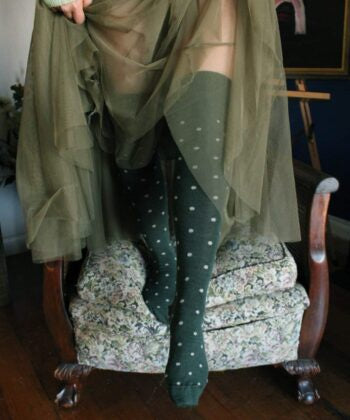 Merino Wool Socks - Dotty Green