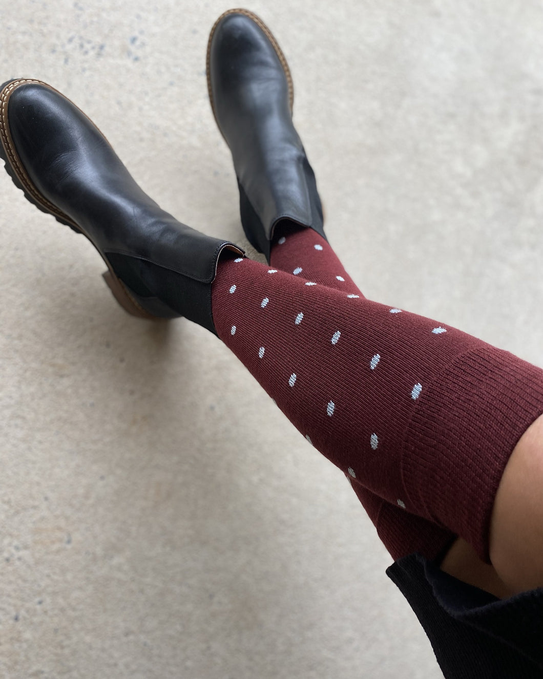 Merino Wool Socks - Dotty Burgundy