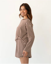 Load image into Gallery viewer, Lola Striped Lounge Set - Choc/Oatmeal
